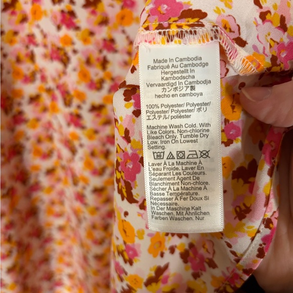 J.Crew Factory Pink Orange Floral Button Front Blouse Long Sleeve Plus Size 2X - Picture 5 of 7
